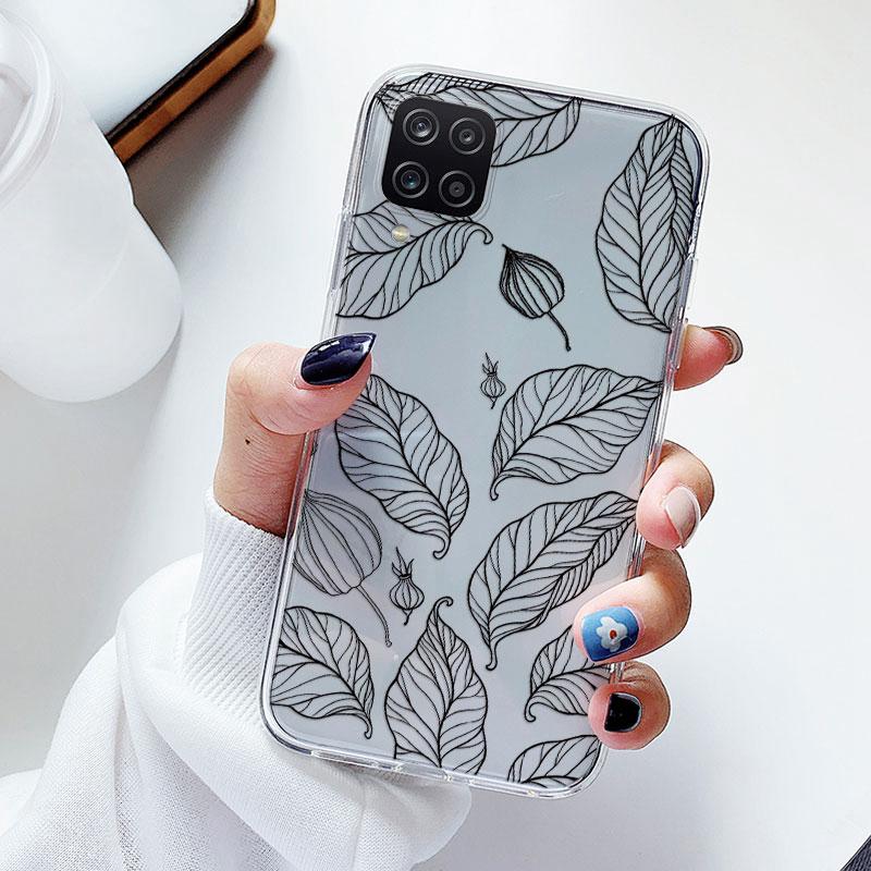 Чехол для телефона Samsung A12 M12 F12 Цветочный силиконовый чехол для Samsung Galaxy A12 5G Fundas Coque Прозрачный мягкий Capas Цветок ТПУ