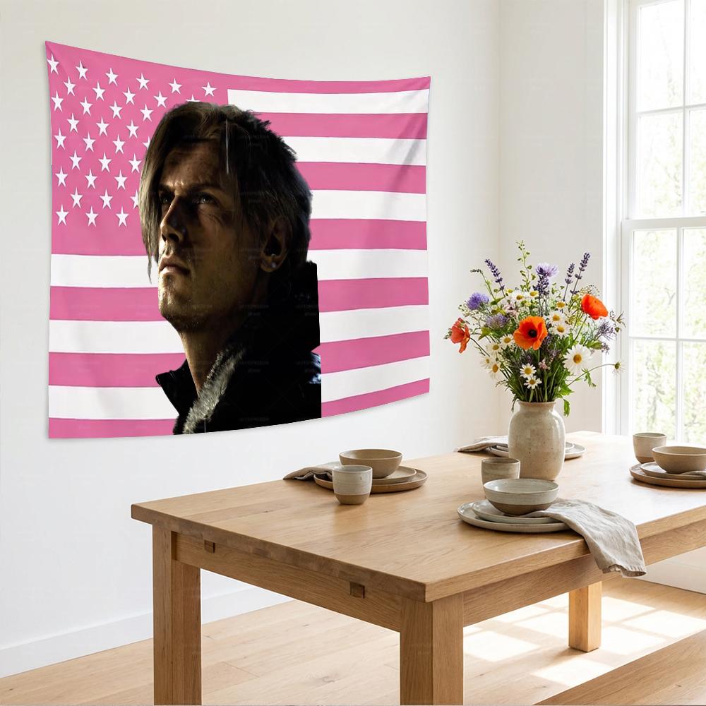 Leon Kennedy Resident Evil Tapestry Wall Cloth Background for Restaurant Bar Party Horror Game Wall Decor