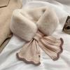 Winter Plush Scarf Woman Thick Fish Tail Wool Knit Cross Fur Collar Outdoor Cycling Neck Protect Cervical Spine Warm Scarve