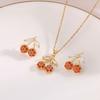 Light Luxury Rhinestone Cherry Jewelry Suit Exquisite Cherry Necklace Set  Party