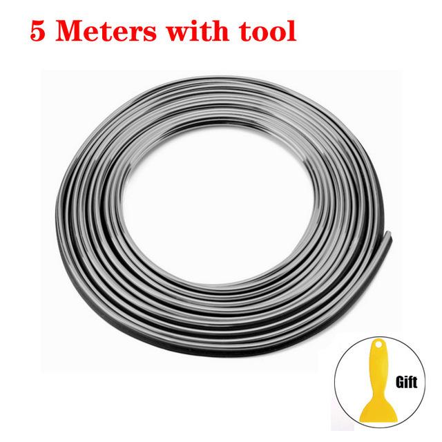 Универсальное украшение для автомобиля, гибкие полоски, 5 м, внутренние авто молдинги, накладка на крышку автомобиля, накладка на приборную панель, дверь, Стайлинг автомобиля