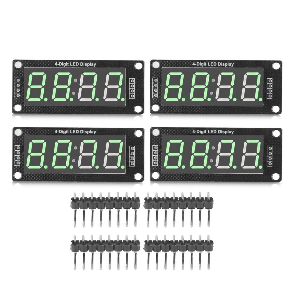 4 Sets 0.56in 4 Digit Digital Tube LED Display TM1637 7 Segments LED Display Board Multi-Color Options Includes 4 Pin Headers