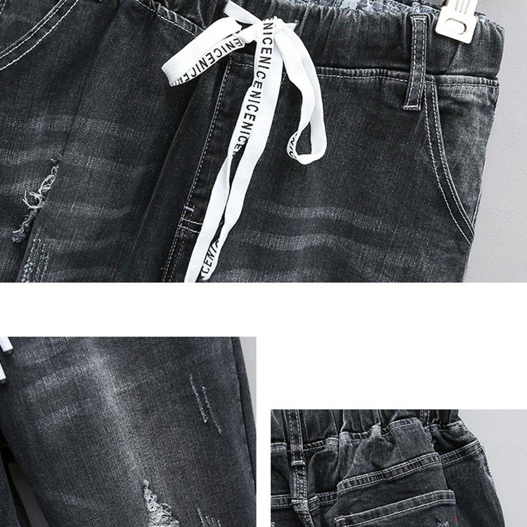 Женские брюки большого размера, эластичные джинсы, свободные полуэластичные брюки