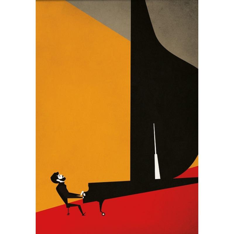 Mid Century Colorful Jazz Music Poster Instrument Player Trumpet Saxophone Canvas Painting Wall Art for Living Room Home Decor