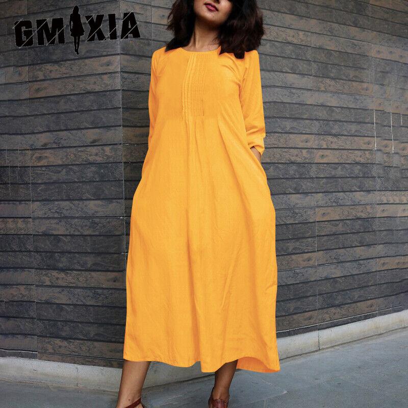 GMXIA Весна-лето Хлопок Льняной Модный Повседневный Карманный Карман с О-образным Вырезом