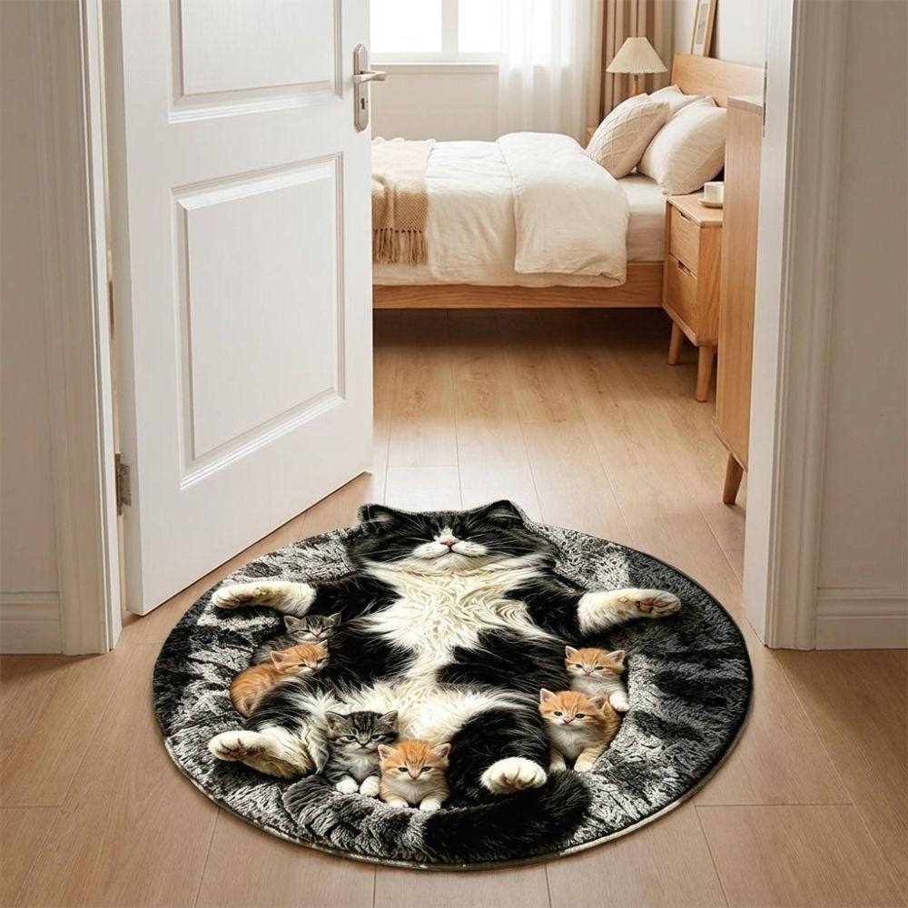 2D Cat Area Rug Non-Slip Cartoon Carpet Cute Home Decor Carpet Bedrooms
