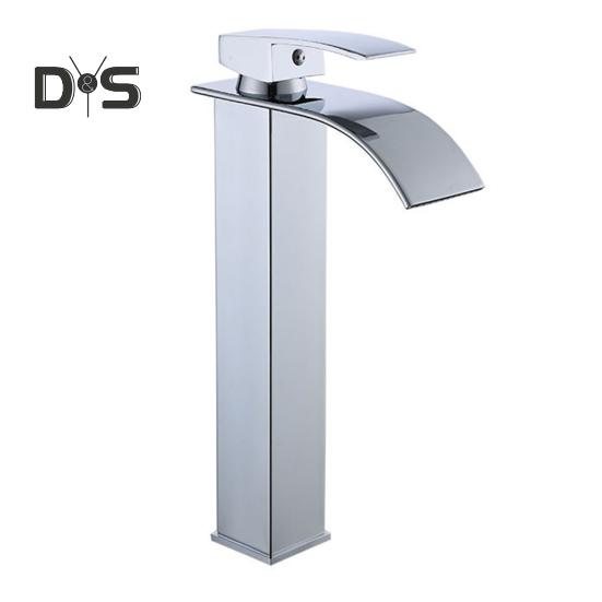 Водопадный смеситель для ванной комнаты с одной ручкой управления, современный дизайн, простая установка, смеситель для умывальника с водопадным изливом