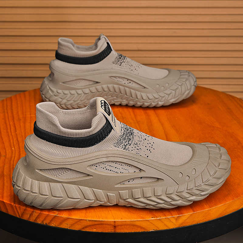 Мужские спортивные плетеные кроссовки радужной расцветки без шнурков с высоким верхом, обувь больших размеров для мужчин, модель 2025g, уличные 2025