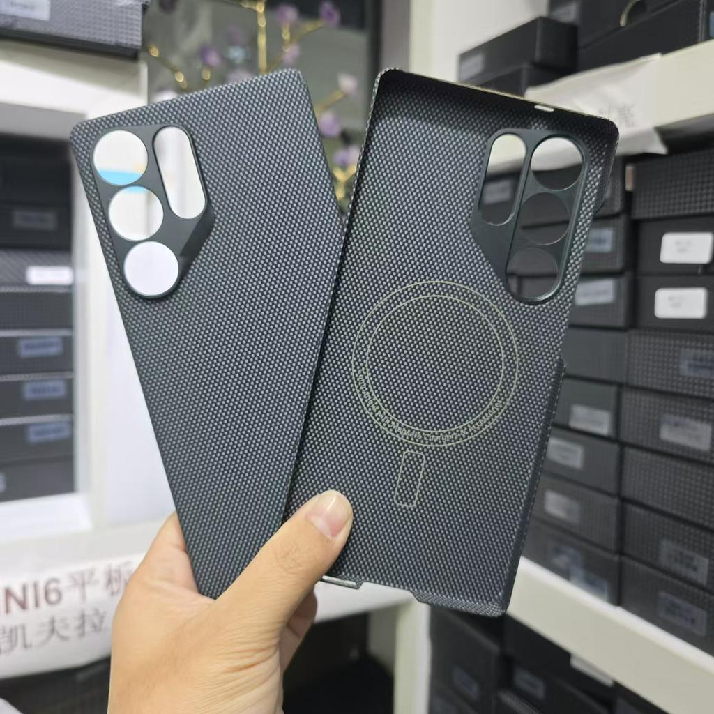 Aramid Kevlar Carbon Fiber Hard Case for Samsung S25 Ultra Magnetic Protective Shell Floating Woven Color Galaxy S24 Ultra Light Shell