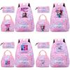 3Pcs/set Anime Cartoon Kpop Printed Backpack Handbag Pencil Case for Teenger Student Girl Boy Schoolbag Kid Bookbag Large Capacity Travel Bag Gift