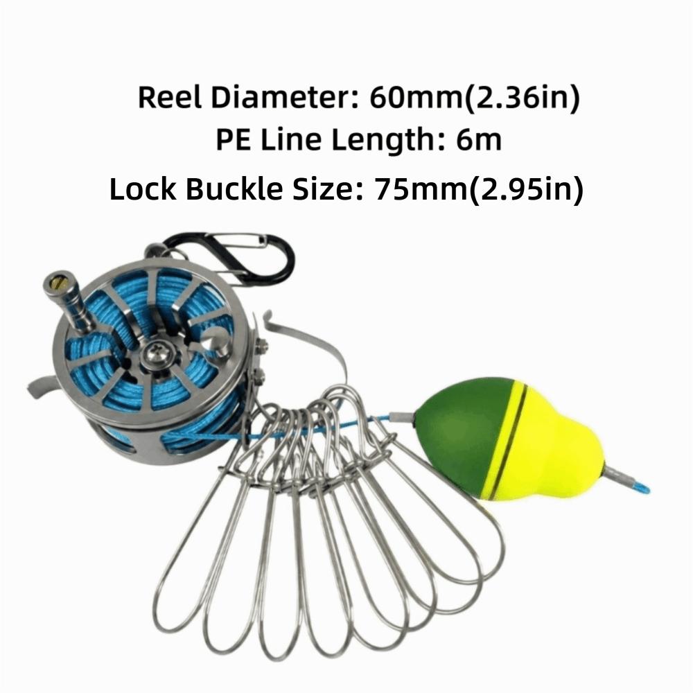 Stainless Steel Fish Stringer PE Line Fishing Stringer Clips Durable Fishing Lock Buckle  For Kayak