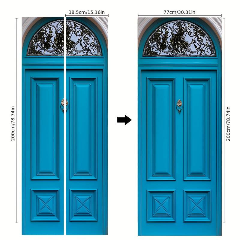 Bright Blue Door Sticker Wallpaper PVC Landscape Home Decor Furniture Vinyl Wrap Waterproof Wall Sticker Bedroom Door Decorative Film