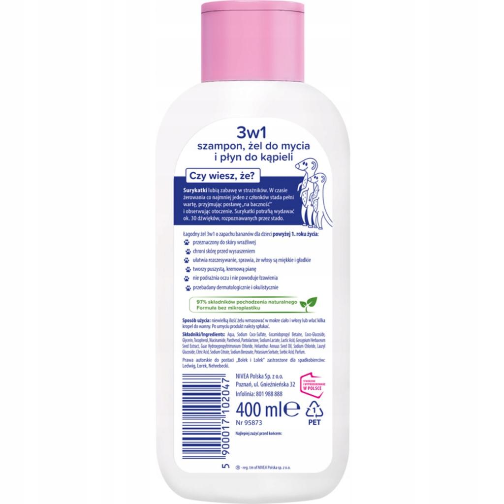 Bambino Kids Shampoo, Washing Gel And Bath Liquid, 3 In 1