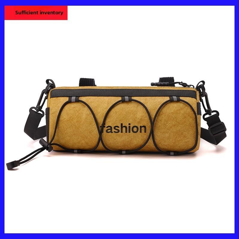 Simple Letter Print Neutral Cylindrical Crossbody Bag With Reflective Strip For Casual Outings