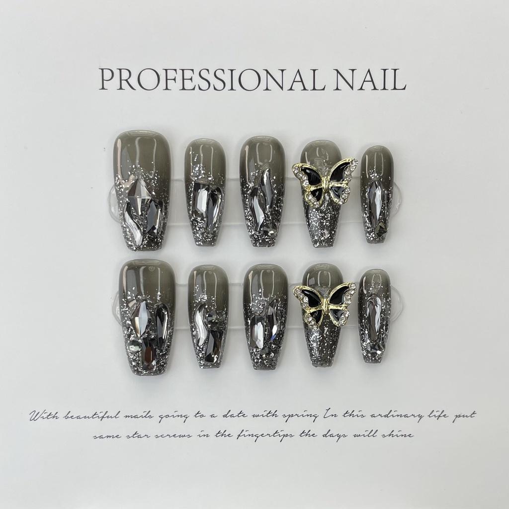 HANDMADE Artificial Nail Phototherapy Nails White Gun Color Diamond Butterfly Punk Advanced Spice Girl Sweet Cool Detachable