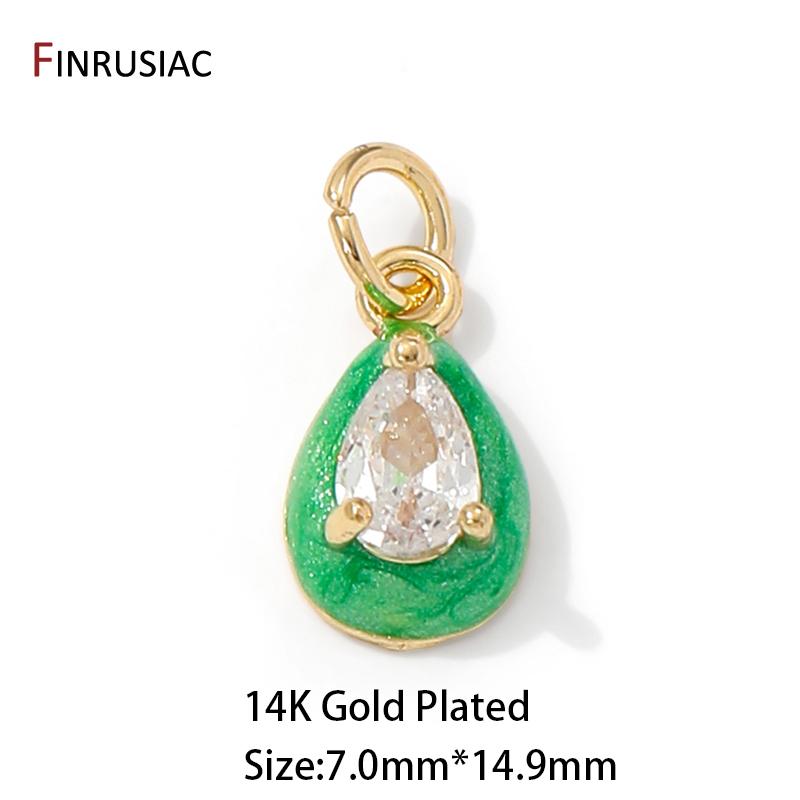 Позолоченная латунь 14K, разноцветная эмаль, цирконы, подвески-капли, подвески для украшений, аксессуары для изготовления ожерелий и браслетов своими руками