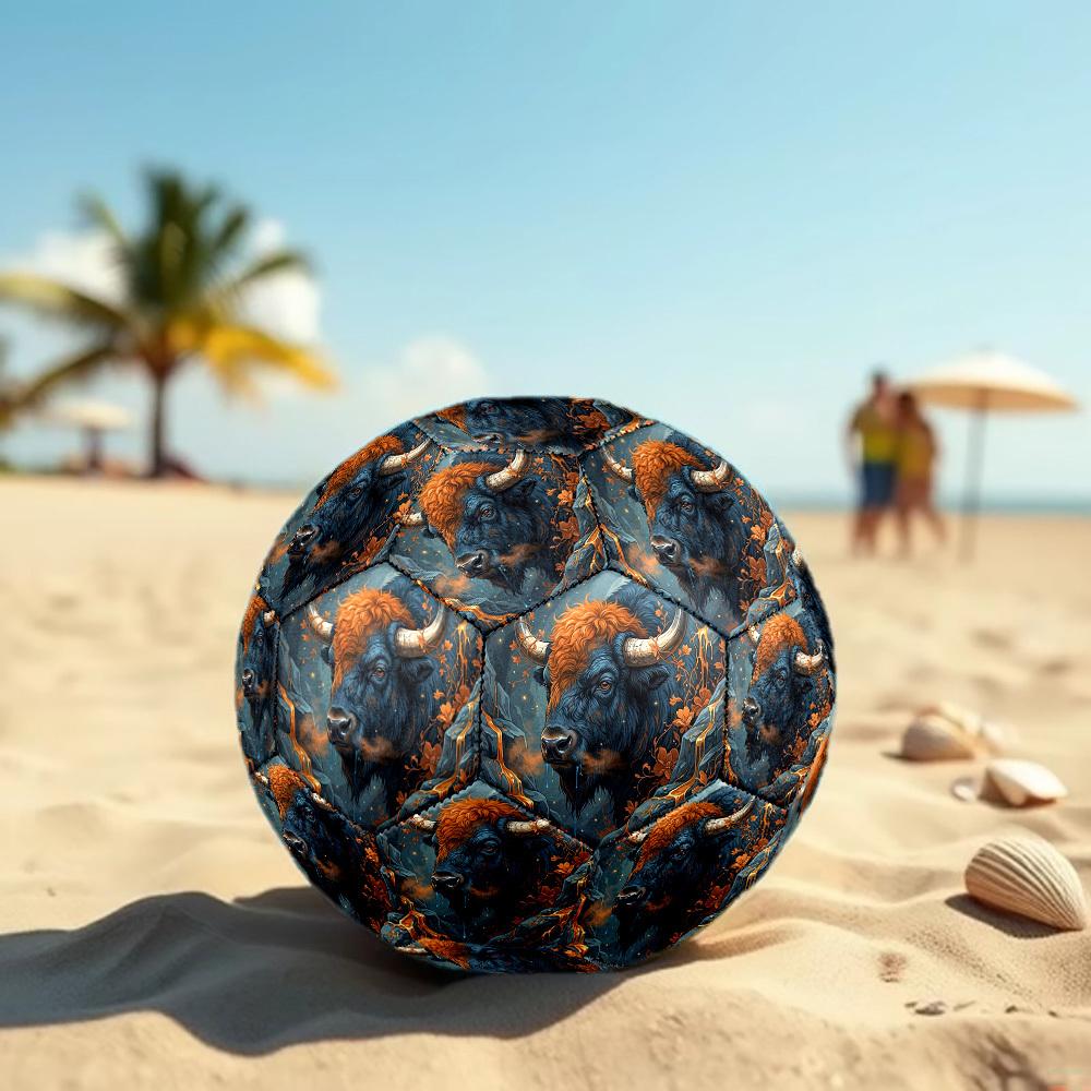 1pc Mythical Bull Landscape Theme Soccer Ball Football, Size 5, Lightweight PVC, Durable Outdoor Training Soccer Ball, Gift m61419
