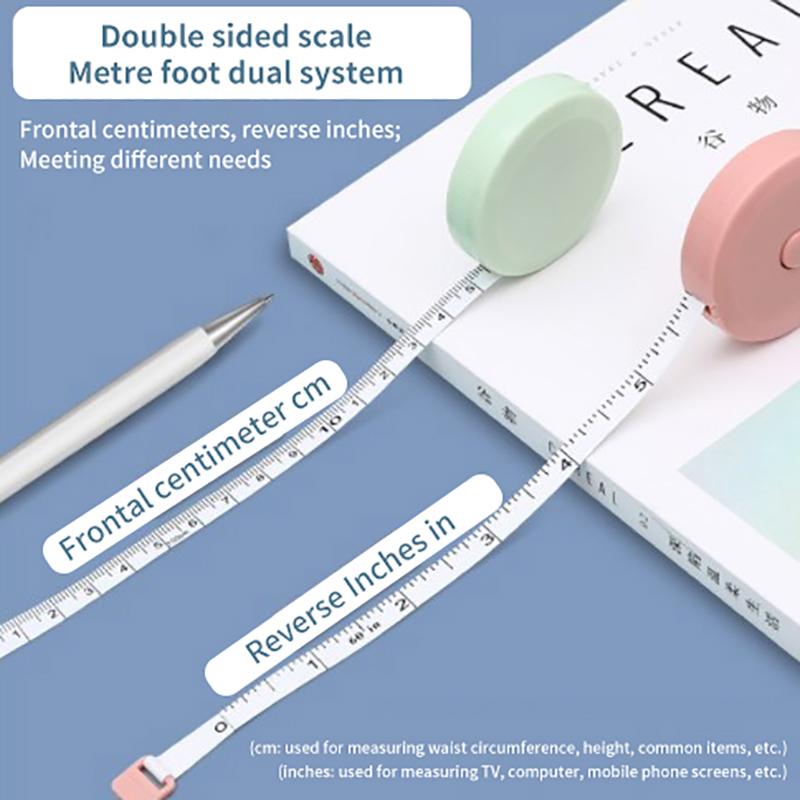 Мини круглая линейка для измерения длины окружности с тремя самозатягивающимися измерительными лентами, двойная шкала, гибкая измерительная линейка для шитья тела