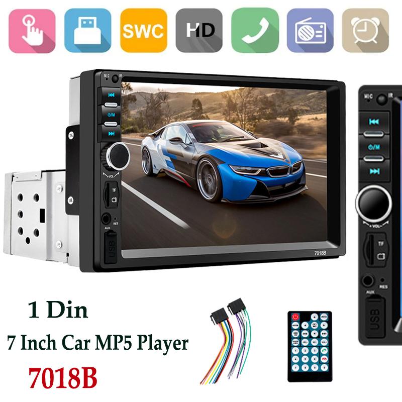 7-дюймовый 1DIN MP5 автомагнитола 7010B/7012B/7018B/7023/универсальная, сенсорный дисплей, FM, USB, Bluetooth, AUX мультимедиа с экраном