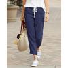 Women's Casual Cotton Hemp Pants Solid Color High Waist Stretch and Ankle Pants Simple Multi-color Spring Summer Autumn Women's Pocket Pants