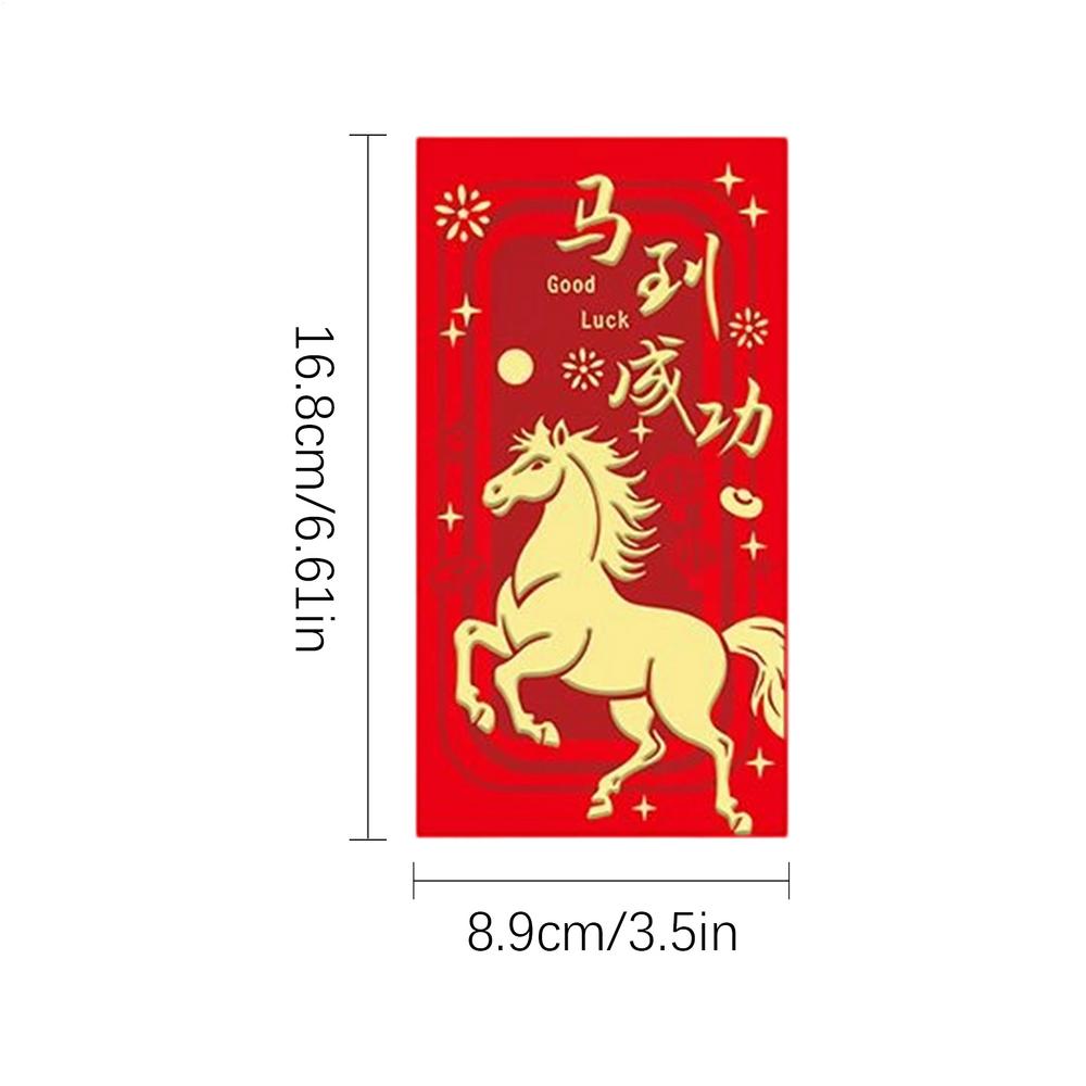 Red Envelopes For Money 6 Pieces Coin Pocket 2026 Auspicious Symbol Horse Print Red Packet For Adult Family Friend Birthday