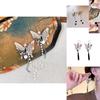 Stylish Ink Painting Butterfly Earrings Minimalistic Chinese Style Silver Color
