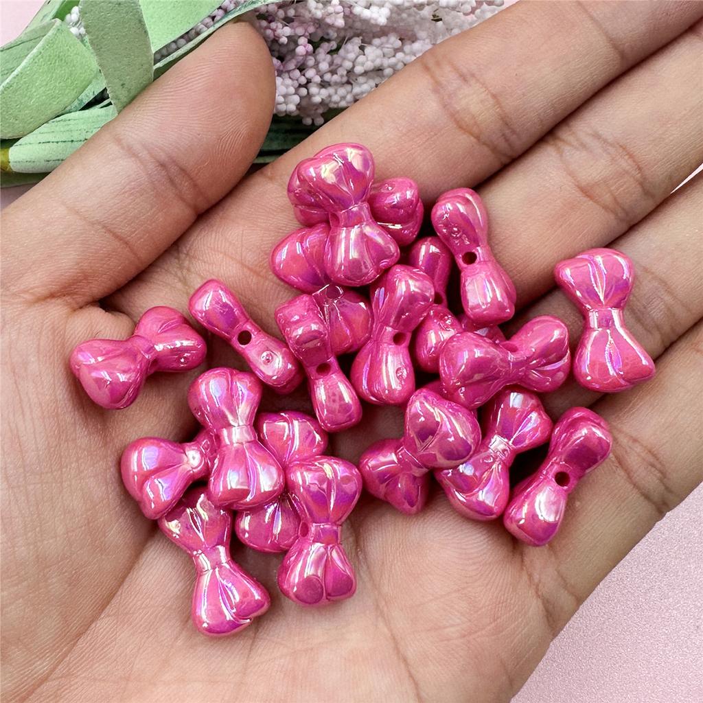 Креативные ослепительные акриловые маленькие бусины в виде банта, материал для самостоятельного изготовления бисера, подвеска, мода для браслета, 20 шт., брелок для изготовления ожерелья, 9,7*17,9 мм