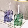 With Toothbrush Holder Brushing Cup Transparent Toothbrush Holder Bathroom Hotel Supplies