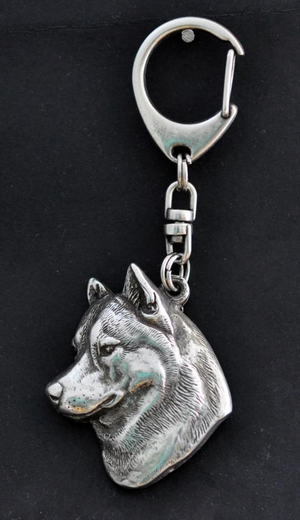 Husky Syberyjski, Siberian Husky - Posrebrzany Brelok Do Kluczy Z Psem, Ozdoba Torebki, Zawieszka Do Plecaka Marki Art-Dog