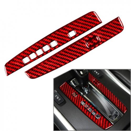 Red For Honda Accord 2013-2017 Carbon Fiber Interior Gear Shift Cover Trim