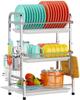 Sameyo Dish Drainer 3 Tier Drainer Stainless Dish Kitchen Storage Flowing Dish Drying Dish Chopstick Cup Japanese Instruction Manual Included 3 Tier