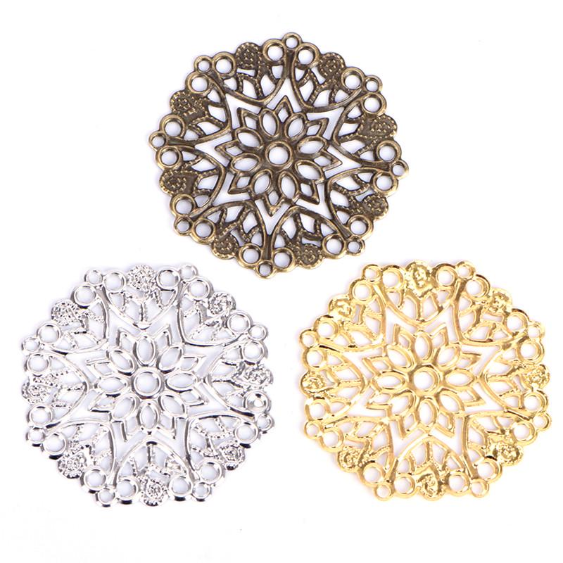 50 шт. бронзовые филигранные цветочные соединители для рукоделия, аксессуары для изготовления ювелирных изделий