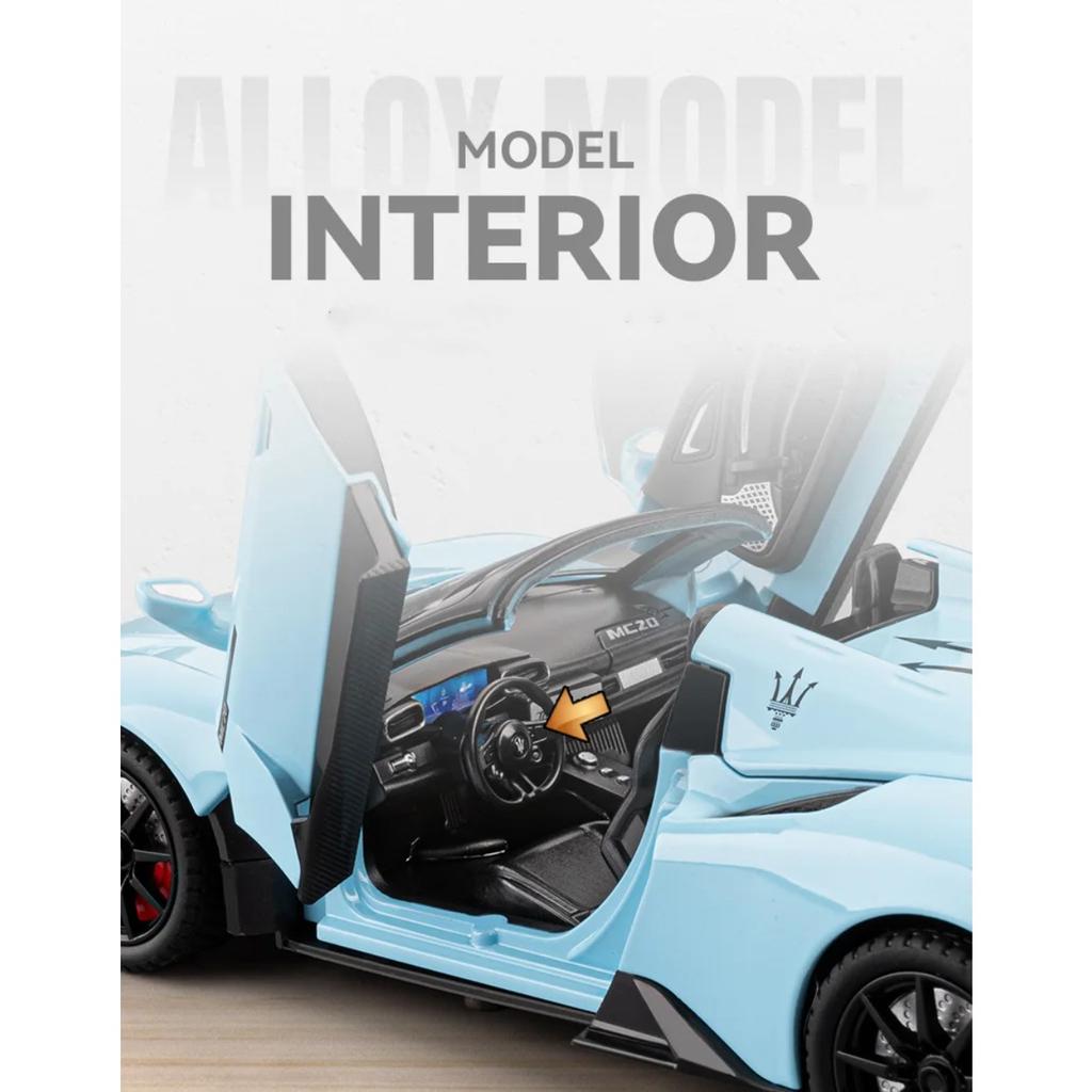 1/24 Мазерати MC20 Кабриолет Сплав Трассовый Гоночный Автомобиль Модель Литье под Давлением Металл Спортивный Автомобиль Модели Транспортных Средств Звук и Свет Детская Игрушка Подарок