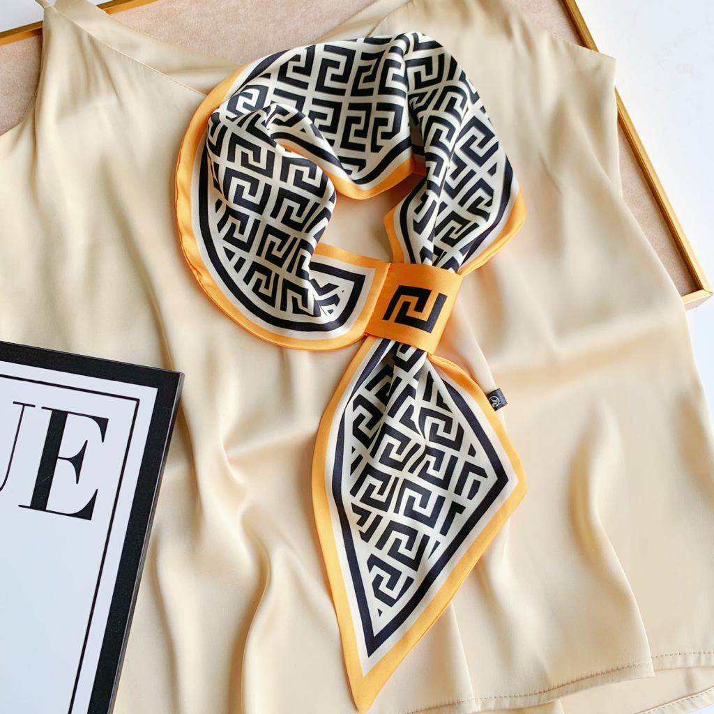 Длинный маленький шелковый шарф, высококачественная сумка для шарфа, универсальная подходящая к рубашке, шарф