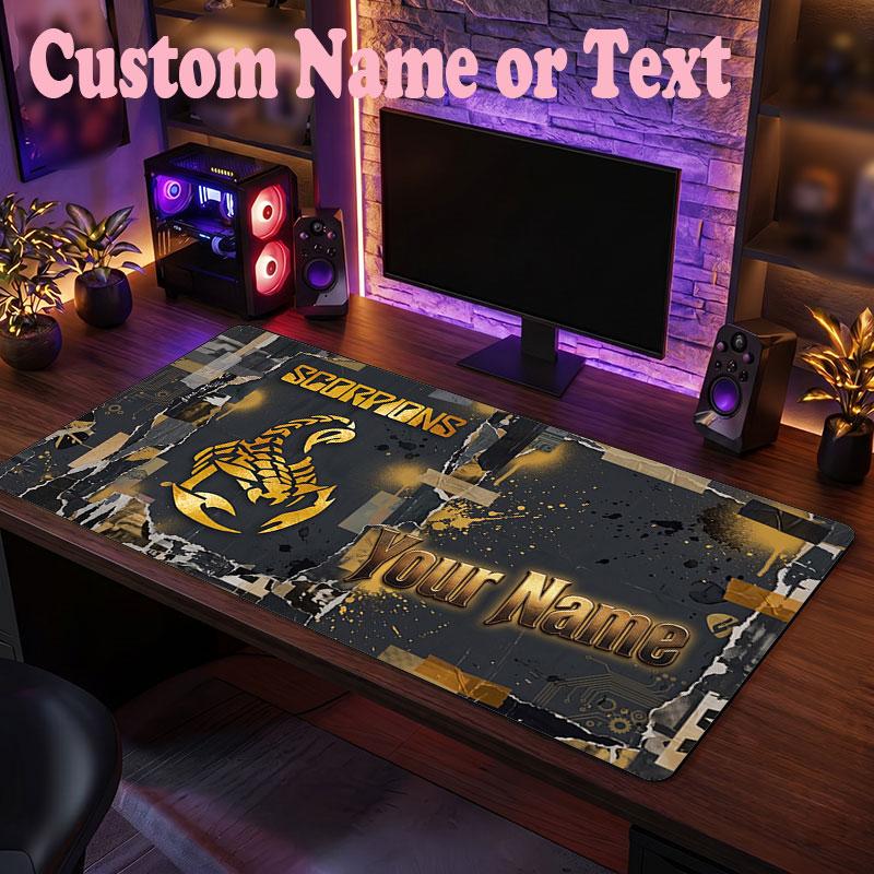 Scorpions Customized Name Text Mouse Pad, Large Desk Mouse Mat Personalized Home Office Present