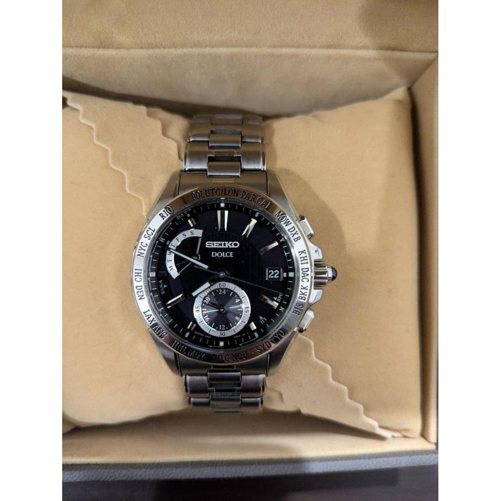 Used SEIKO DOLCE World Time Radio Solar Watch