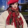 2023 Women's Red Plaid Christmas Scarf: Versatile Korean-Style Winter Warmer