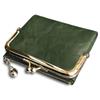 Women's Wallet Short Bifold Retro Multifunction Coin Purse with Zip and Kiss Lock Green PU Leather Female Short Purses