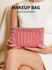 DIOR 1 Piece Pink Zipper Makeup Bag Embossed DIOR Letter Star Pendant Portable Cosmetic Pouch for Women Travel Daily Use