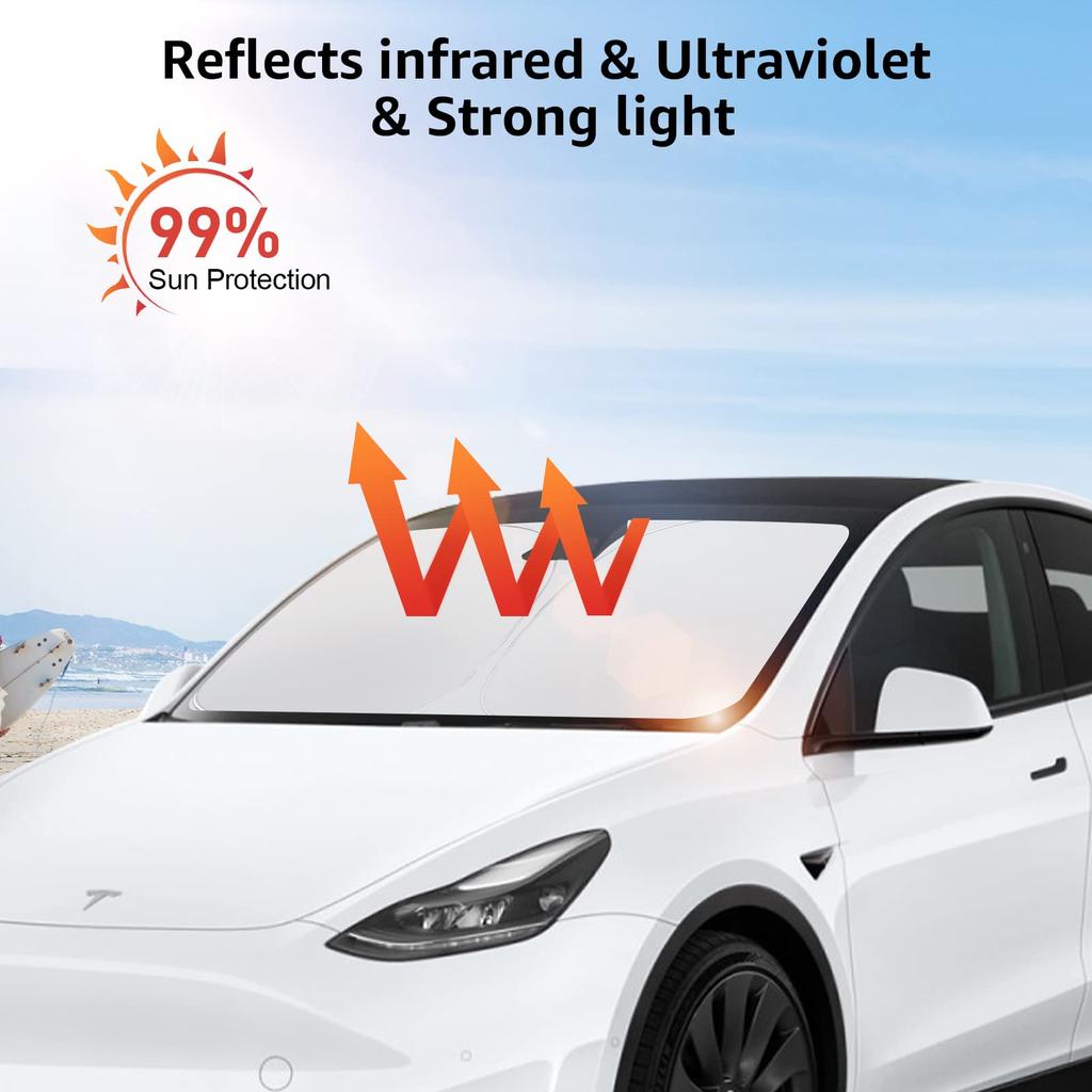 Для Tesla Солнцезащитный экран на лобовое стекло Складной Чехол-шторка для защиты от солнца на переднее окно Защита от жары Козырек для Model Y Model3 2025 Аксессуары