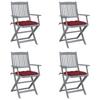 Day and Night - Day and Night Folding Garden Chairs 4 Pcs Cushions Solid Acacia Wood