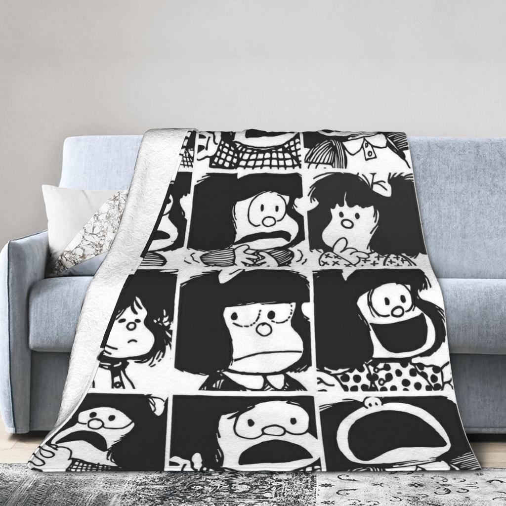 Фланелевое одеяло Mafalda's Collage, Милое Кавайное Модное Пледовое одеяло для Кровати, Дивана, Кушетки 150*125см Покрывала,