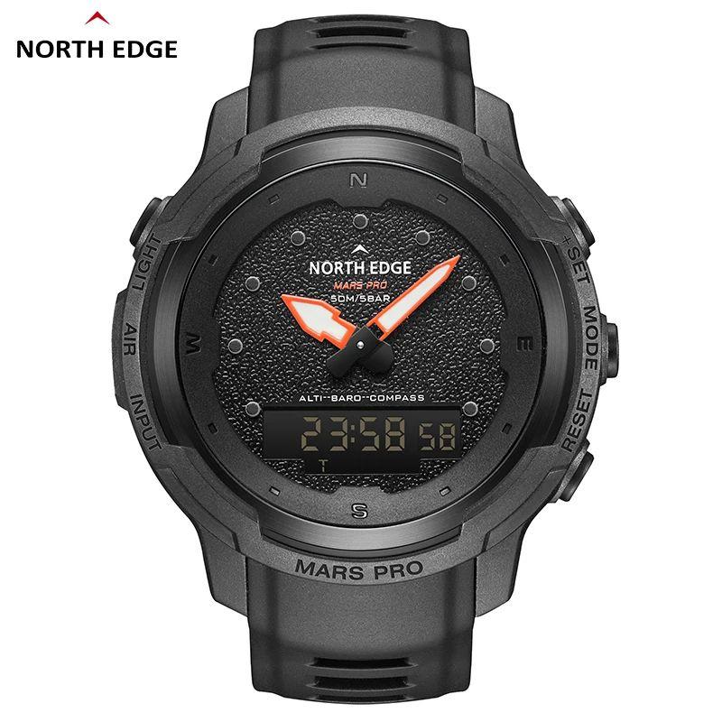 NORTH EDGE Мужские спортивные цифровые часы MARS Pro, военные армейские часы из углеродного волокна, альтиметр, барометр, компас, водонепроницаемые 50 м