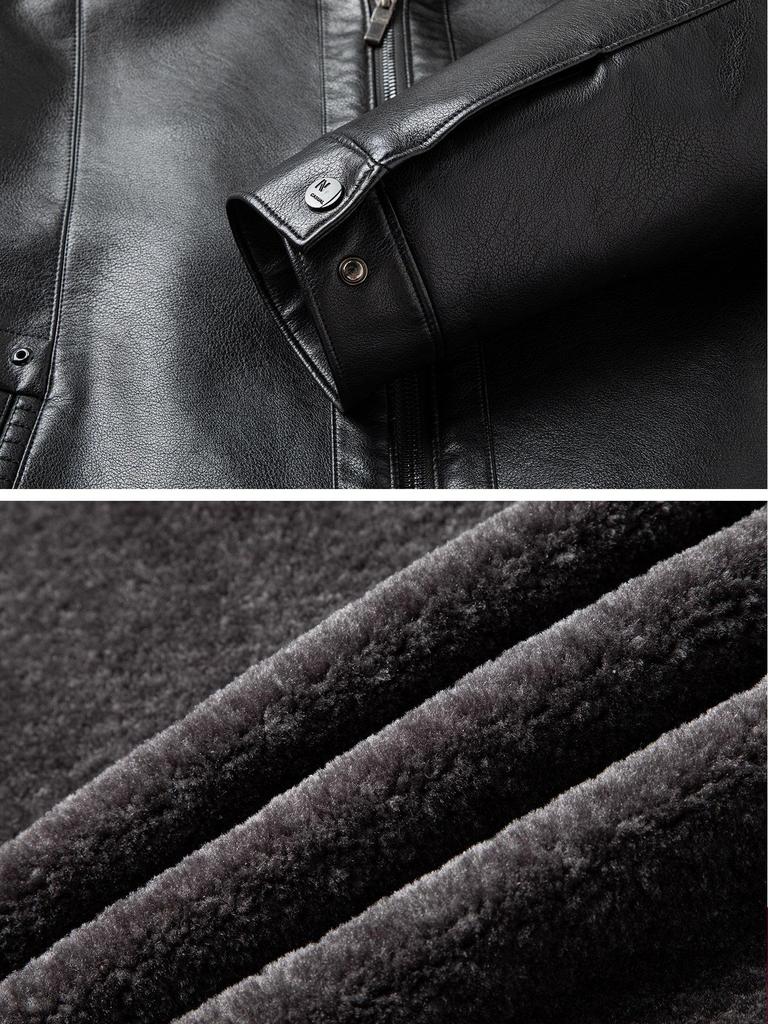 Мужская куртка из натуральной овчины - Теплая, утолщенная, стильная верхняя одежда для мужчин среднего и пожилого возраста