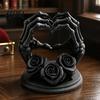 Декоративная скульптура "Скелетное сердце" 3D-печатная форма Настольное украшение Готическая статуэтка "Череп с розой" Аксессуары для темного домашнего декора Уникальные