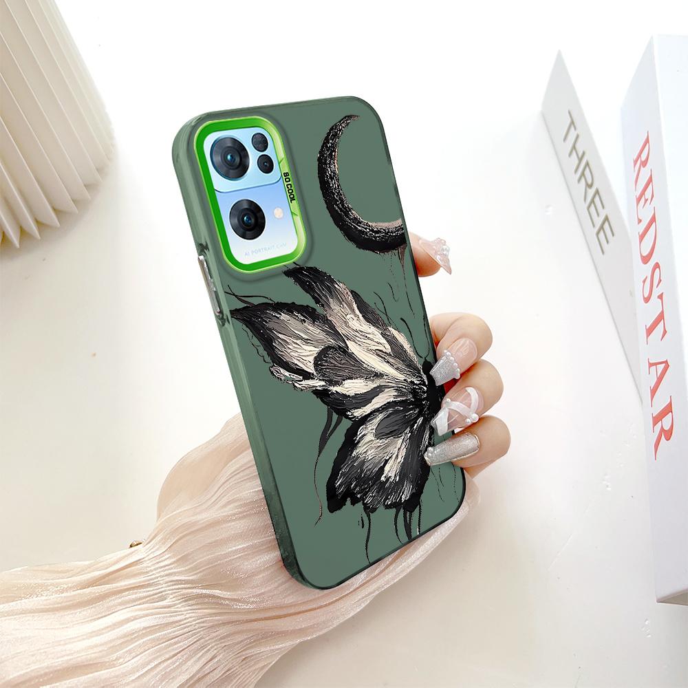 Окрашенный узор, цветной серебристый, двухсторонний, жесткий, противоударный чехол для телефона с защитой от падений для OnePlus OPPO Reno Realme