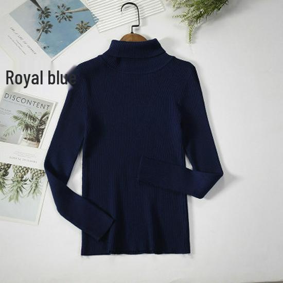 Женский пуловер с высоким воротником на осень/зиму 2025 года, с длинным рукавом, облегающего кроя, однотонный трикотаж