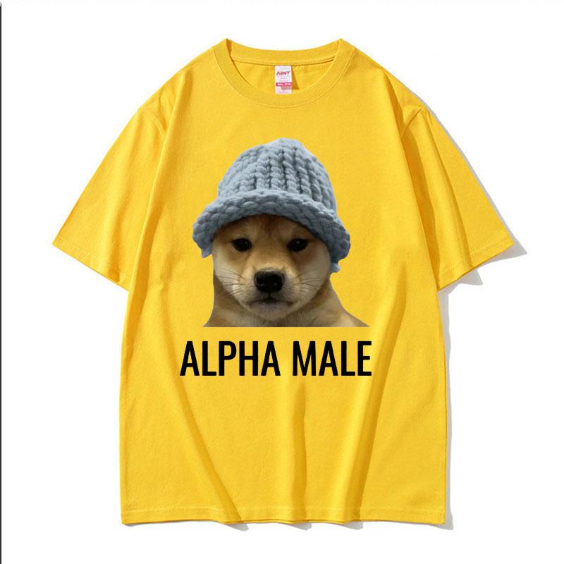 Alpha Male Funny Dog Meme Tshirts for Unisex Women Clothing Retro Fashion T Shirt Casual Oversized Short Sleeve Tshirts Streetwear