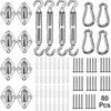 Stainless Steel Shade Sail Accessory Set: Turnbuckle, Buckle, and Triangular Corner Brackets for Outdoor Garden Rectangular Shade Sails.