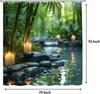 Шторка для душа Zen Spa, Бамбук Камень Отражение воды, Успокаивающий декор природы, Набор с крючками